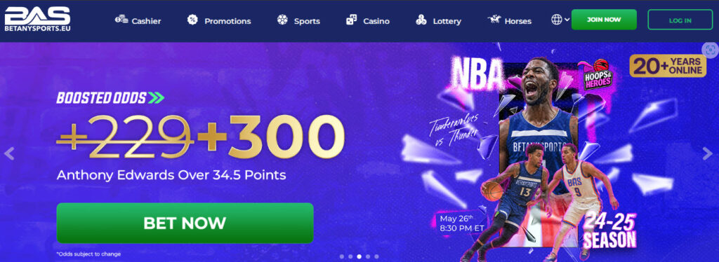 BetAnySports homepage